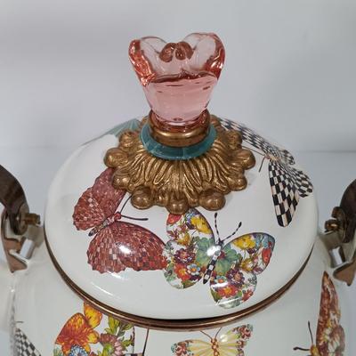 LOT 84: MacKenzie-Childs Butterfly Garden Teapot & Utensil Holder