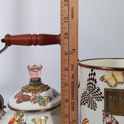 LOT 84: MacKenzie-Childs Butterfly Garden Teapot & Utensil Holder