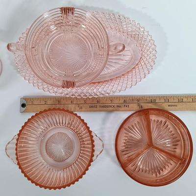 LOT 85: Pink Depression Glass Dishes