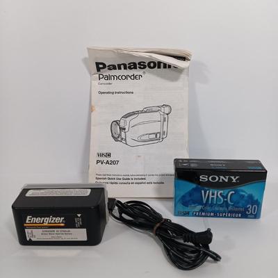 LOT 87: Panasonic PV-A207 Palmcorder, Samsung SC-D372 Digital Video Camcorder, Tripod, Cases & More