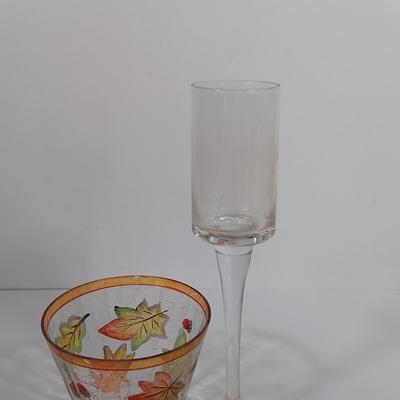 LOT 91: Autumn Collection - Yankee Candle Candleholders, Harvest Sign, Ceramic Turkey Planter & More