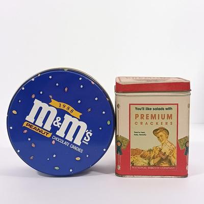 LOT 92: Marble Filled Ball Jar Lamp with Vintage Tins