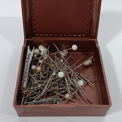 LOT 93: Sewing Boxes with Sewing Notions, Button Filled Ball Jar Lamp & More