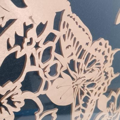 LOT 94: Satsuma-Style Handpainted Vase, Hand Cut Wood Butterfly Art, Morpho Butterfly Taxidermy Trinket Box & More