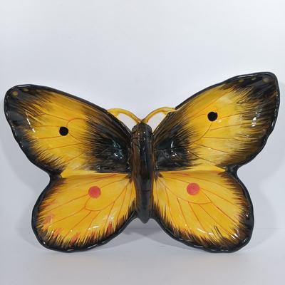 LOT 95: Butterfly Collection- Serving Dish, Trivet, Teacup, Cheese Platter & More