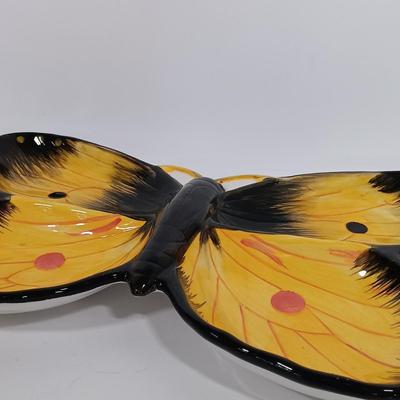 LOT 95: Butterfly Collection- Serving Dish, Trivet, Teacup, Cheese Platter & More