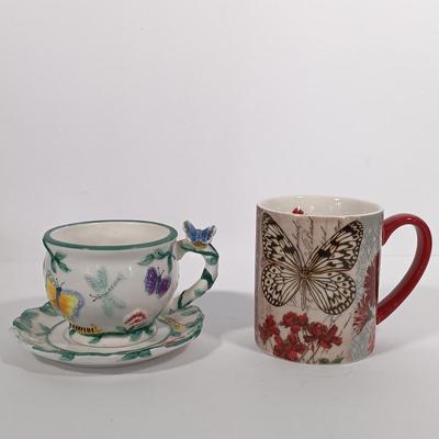LOT 95: Butterfly Collection- Serving Dish, Trivet, Teacup, Cheese Platter & More