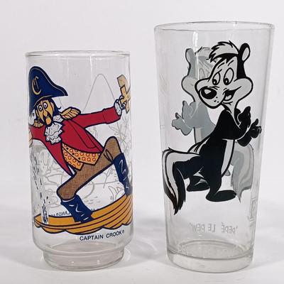 LOT 96: Vintage Galaxy Syrup Bank Bottle, 1977 McDonaldland Captain Crook Glass, Pepe Le Peu Glass & More