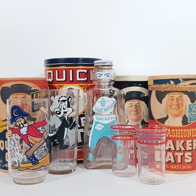 LOT 96: Vintage Galaxy Syrup Bank Bottle, 1977 McDonaldland Captain Crook Glass, Pepe Le Peu Glass & More