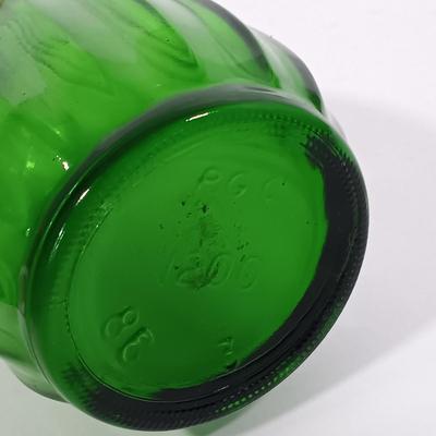 LOT 97: Portland Glass Co. Green Bud Vase, Winged Scroll Atlantic City Trinket Box & Stretched Neck Bud Vase