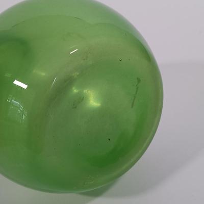 LOT 97: Portland Glass Co. Green Bud Vase, Winged Scroll Atlantic City Trinket Box & Stretched Neck Bud Vase