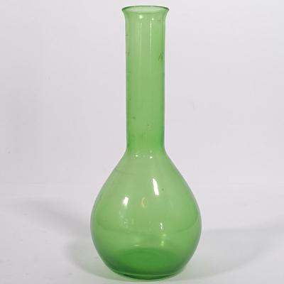 LOT 97: Portland Glass Co. Green Bud Vase, Winged Scroll Atlantic City Trinket Box & Stretched Neck Bud Vase