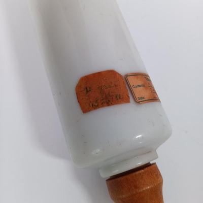 LOT 100: Imperial Milk Glass Roller with (3) Wood Rollers, Egg Beater & Wood Calendar