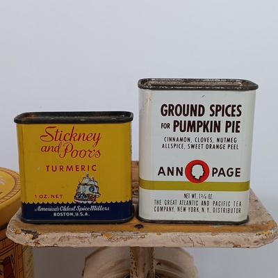 LOT 101: Columbia Family Scale with Vintage Tins