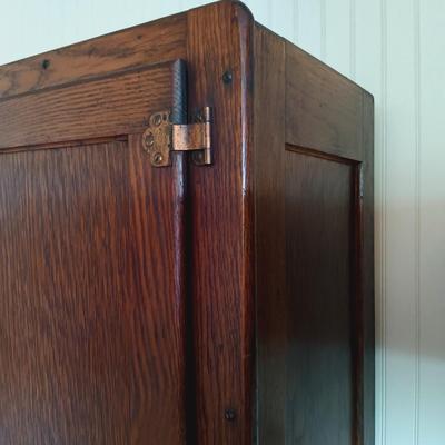 LOT 102: Antique Oak Hoosier with Glass Jars