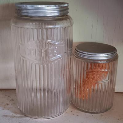 LOT 102: Antique Oak Hoosier with Glass Jars