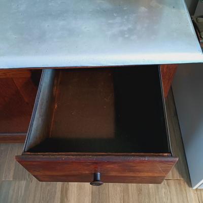 LOT 102: Antique Oak Hoosier with Glass Jars
