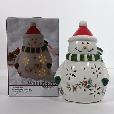 LOT 196: Christmas Collection- Fenton Holly Berry Candle Lamp, Pfaltzgraff Winterberry Snowman Light, Christmas Traditions Cardinal...