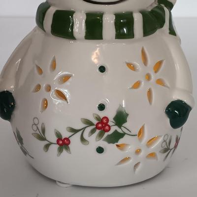LOT 196: Christmas Collection- Fenton Holly Berry Candle Lamp, Pfaltzgraff Winterberry Snowman Light, Christmas Traditions Cardinal...