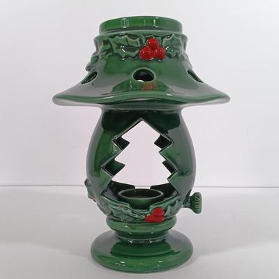 LOT 196: Christmas Collection- Fenton Holly Berry Candle Lamp, Pfaltzgraff Winterberry Snowman Light, Christmas Traditions Cardinal...