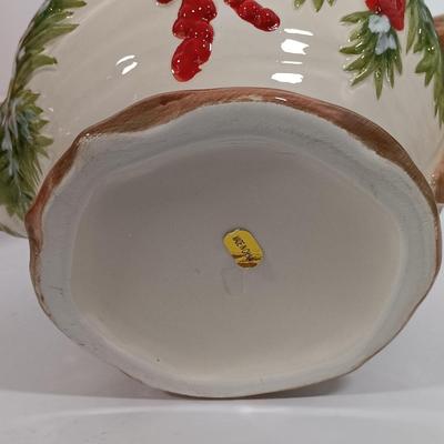 LOT 196: Christmas Collection- Fenton Holly Berry Candle Lamp, Pfaltzgraff Winterberry Snowman Light, Christmas Traditions Cardinal...