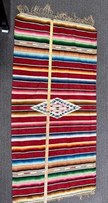 Vintage Mexican Woven Cotton-Wool Saltillo Serape / Blanket #1