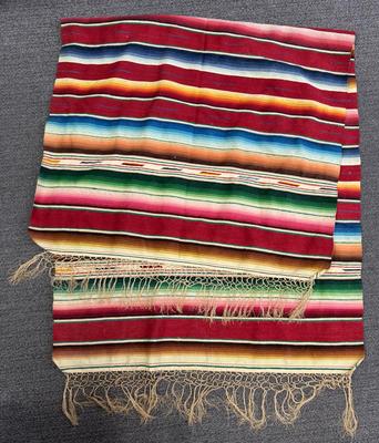 Vintage Mexican Woven Cotton-Wool Saltillo Serape / Blanket #1