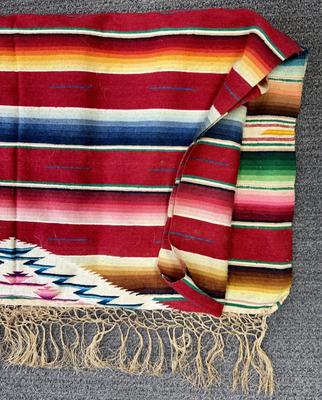 Vintage Mexican Woven Cotton-Wool Saltillo Serape / Blanket #1