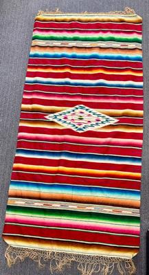 Vintage Mexican Woven Cotton-Wool Saltillo Serape / Blanket #1