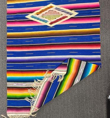 Vintage Mexican Woven Cotton-Wool Saltillo Serape / Blanket #2