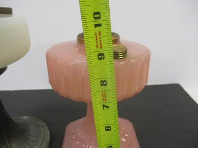 Aladdin Lamp Queens White Moonstone w/ Silver Plated Base & Aladdin Rose Pink Moonstone Corinthian Lamp Base #14