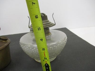 Antique Nickel Plated Aladdin Lamp - Aladdin Brass Lamp With Chimney -Diamond Design Glass Lamp Base #15