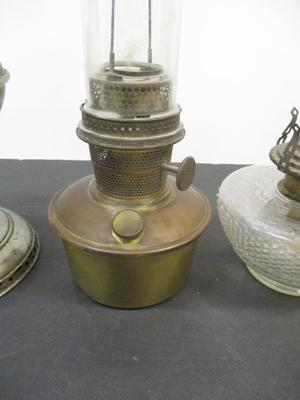 Antique Nickel Plated Aladdin Lamp - Aladdin Brass Lamp With Chimney -Diamond Design Glass Lamp Base #15