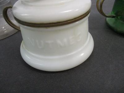Antique Miniature Glass Nutmeg Oil Lamps Brass Finger-hold #1