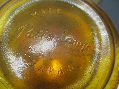Antique Acorn Swirl Pattern Clear & Amber Lamps - Mini Patio Lamp Made In Japan - Cobalt Blue Glass Lamp - #2