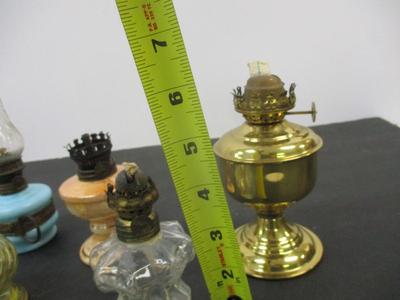 Miniature Lamps - Acorn Blue Glass P & A Finger Lamp - Amber Swirl Lamp - Simplicity Lamp - Brass Lamp #4