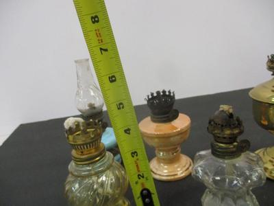 Miniature Lamps - Acorn Blue Glass P & A Finger Lamp - Amber Swirl Lamp - Simplicity Lamp - Brass Lamp #4