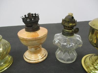 Miniature Lamps - Acorn Blue Glass P & A Finger Lamp - Amber Swirl Lamp - Simplicity Lamp - Brass Lamp #4