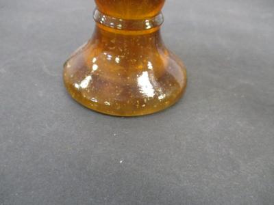 Antique Miniature Lamps - Amber Glass Base - Lamp With Shade & Cosmos Decorations - Decorative Amber Lamp #5