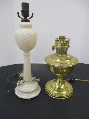Electric Aladdin Alacite Glass Lamp Body Swirl Shape - Aladdin Brass Lamp Model No. 8 #17