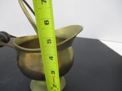 Solid Brass Vintage Urn Pitcher Vase w/ Handle & Brass Bronze Coal Wood Scuttle Delft Handle Brass Lion Heads Decor