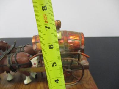 Anheuser Busch Cast Horses & Hammered Barrel Wagon