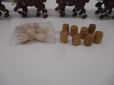 Vintage Cast Iron Budweiser Clydesdale Horses Wagon 8 In Hand With Barrels