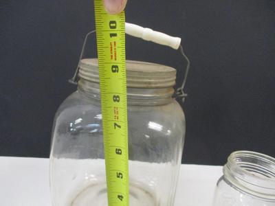 Antique Cube Shaped Glass Jar Screw Lid With Handle - Atlas Mason Jar - Hazel Atlas Vinegar Cruet