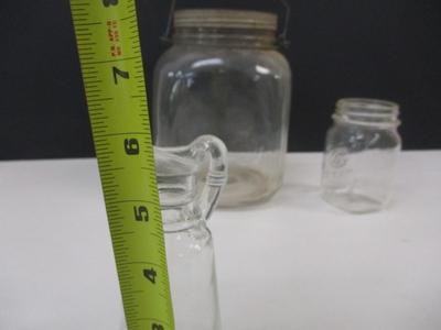 Antique Cube Shaped Glass Jar Screw Lid With Handle - Atlas Mason Jar - Hazel Atlas Vinegar Cruet