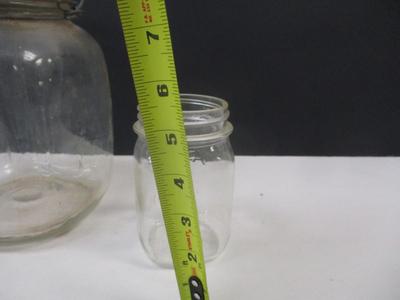 Antique Cube Shaped Glass Jar Screw Lid With Handle - Atlas Mason Jar - Hazel Atlas Vinegar Cruet