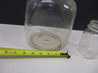 Antique Cube Shaped Glass Jar Screw Lid With Handle - Atlas Mason Jar - Hazel Atlas Vinegar Cruet