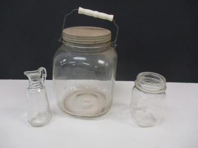 Antique Cube Shaped Glass Jar Screw Lid With Handle - Atlas Mason Jar - Hazel Atlas Vinegar Cruet