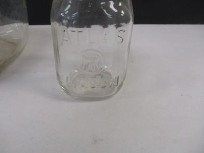 Antique Cube Shaped Glass Jar Screw Lid With Handle - Atlas Mason Jar - Hazel Atlas Vinegar Cruet