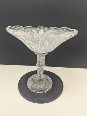 Large Antique Hand Cut Glass Centerpiece 14 1/2" Tall
